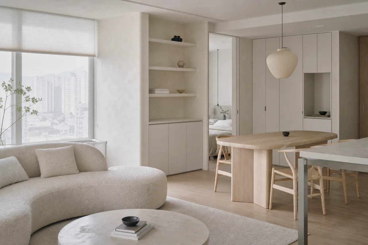 Quiet White Apartment 공간 구성을 보여주는 샘플 프로젝트 대표 이미지